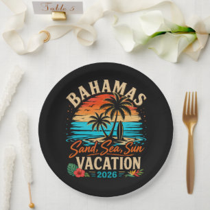 Bahamas Sand Sea Sun Vacation 2026 Paper Plate