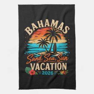 Bahamas Sand Sea Sun Vacation 2026 Tea Towel