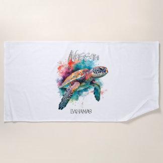 Bahamas Sea Turtle Bahamian Flag Beach Great Shark Beach Towel
