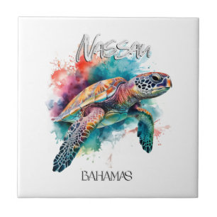 Bahamas Sea Turtle Bahamian Flag Beach Great Shark Ceramic Tile
