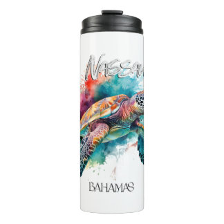 Bahamas Sea Turtle Bahamian Flag Beach Great Shark Thermal Tumbler