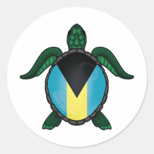 Bahamas sea turtle flag classic round sticker
