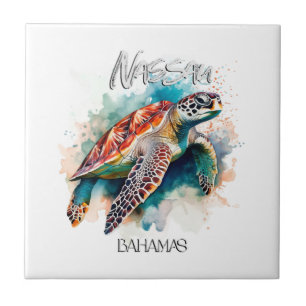 Bahamas Seat Turtle Bahamian Flag Beach Great Shar Ceramic Tile