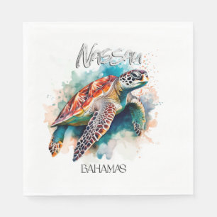 Bahamas Seat Turtle Bahamian Flag Beach Great Shar Napkin