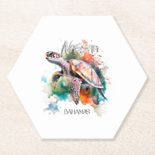 Bahamas Seat Turtle Bahamian Flag Beach Great Shar Paper Coaster
