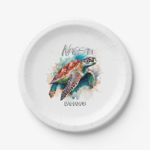 Bahamas Seat Turtle Bahamian Flag Beach Great Shar Paper Plate