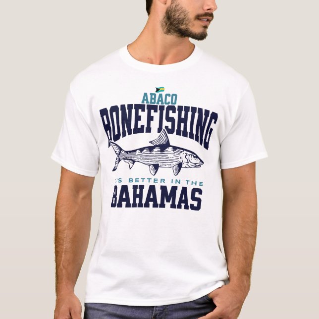 Bahamas Souvenir Gift : Abaco Bahamas Bonefishing T-Shirt (Front)