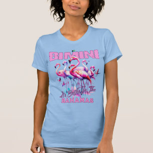 Bahamas Souvenir Gift : Bimini Bahamas Flamingo T-Shirt
