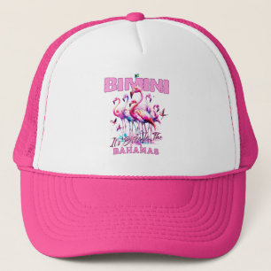 Bahamas Souvenir Gift : Bimini Bahamas Flamingo Trucker Hat