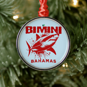 Bahamas Souvenir Gift : Bimini Bahamas Shark Fish Metal Ornament