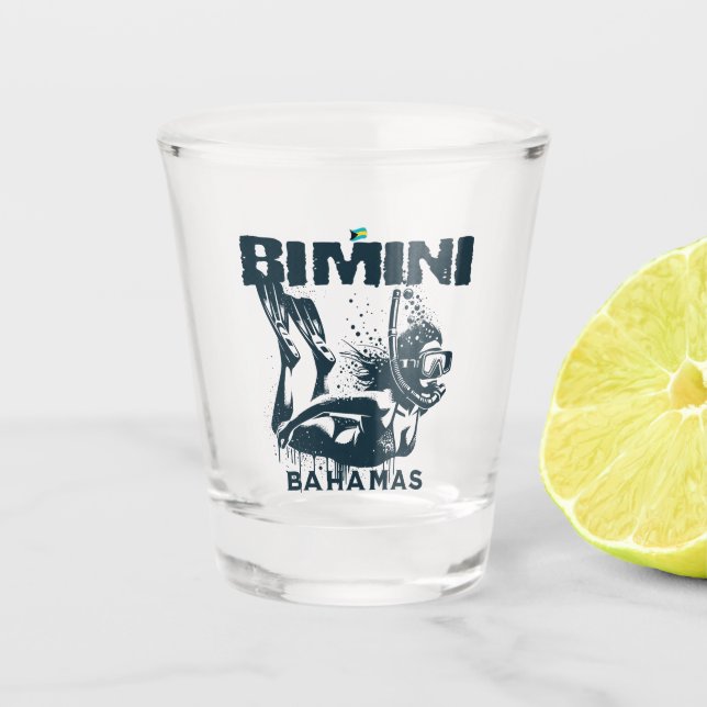 Bahamas Souvenir Gift : Bimini Bahamas Snorkelling Shot Glass (Front)