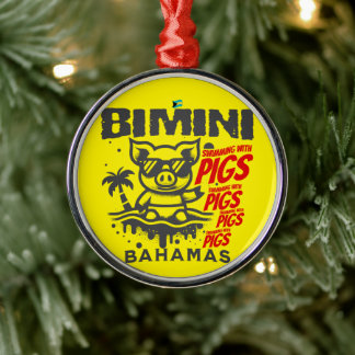Bahamas Souvenir Gift: Bimini Bahamas Swimming Pig Metal Ornament