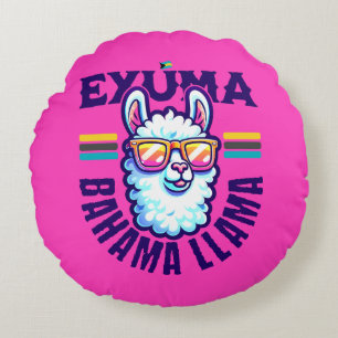 Bahamas Souvenir Gift : Exuma Bahamas Bahama Llama Round Cushion