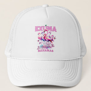 Bahamas Souvenir Gift : Exuma Bahamas Flamingo Trucker Hat