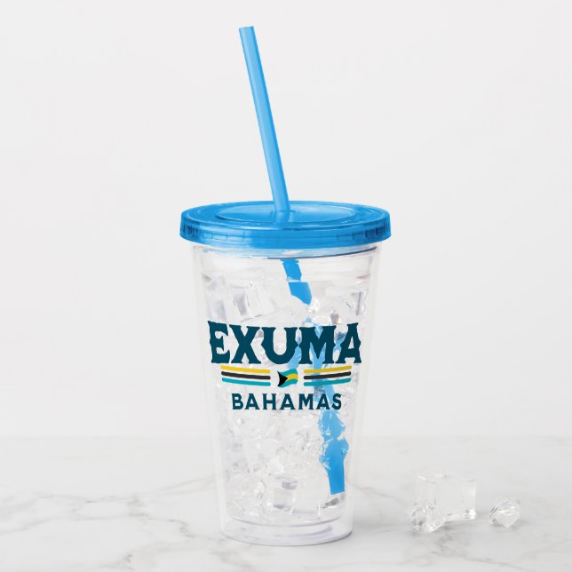 Bahamas Souvenir Gift : Exuma Bahamas Independence Acrylic Tumbler (Front Ice)