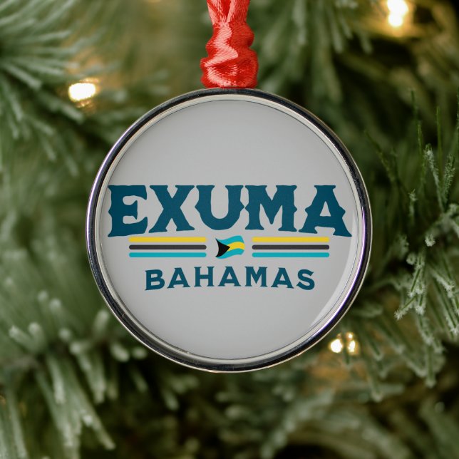 Bahamas Souvenir Gift : Exuma Bahamas Independence Metal Ornament (Tree)