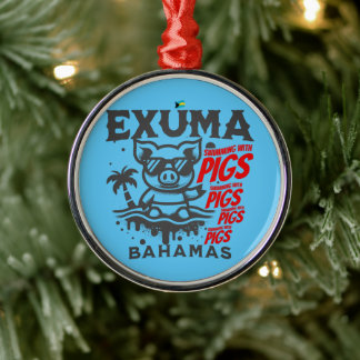 Bahamas Souvenir Gift: Exuma Bahamas Swimming Pigs Metal Ornament
