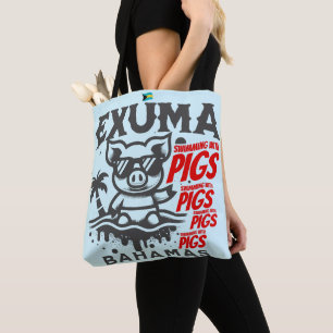 Bahamas Souvenir Gift: Exuma Bahamas Swimming Pigs Tote Bag