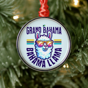 Bahamas Souvenir Gift : Grand Bahama Bahamas Llama Metal Ornament