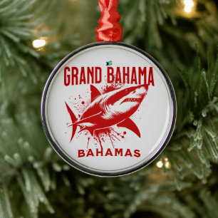 Bahamas Souvenir Gift : Grand Bahama Bahamas Shark Metal Ornament