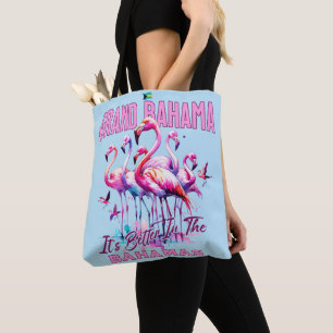 Bahamas Souvenir Gift : Grand Bahama Flamingo Bird Tote Bag