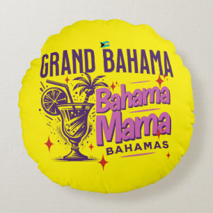 Bahamas Souvenir Gift : Grand Bahama Mama Cruise Round Cushion