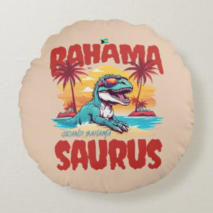 Bahamas Souvenir Gift : Grand Bahama Saurus T-Rex Round Cushion