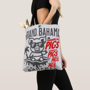 Bahamas Souvenir Gift : Grand Bahama Swimming Pigs Tote Bag