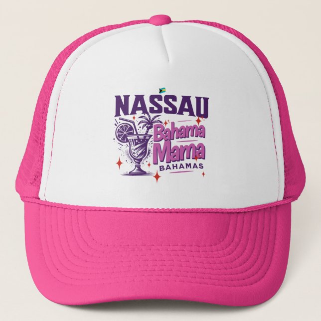Bahamas Souvenir Gift : Nassau Bahamas Bahama Mama Trucker Hat (Front)