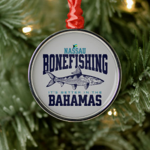 Bahamas Souvenir Gift : Nassau Bahamas Bonefishing Metal Ornament