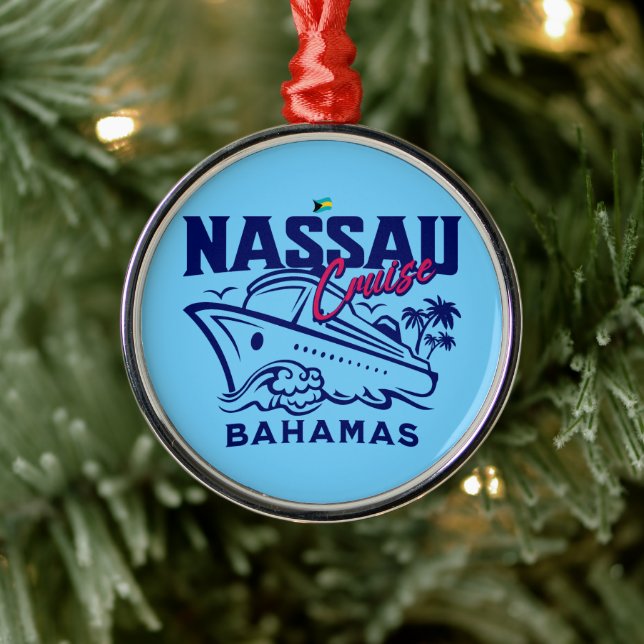 Bahamas Souvenir Gift : Nassau Bahamas Cruise Metal Ornament (Tree)