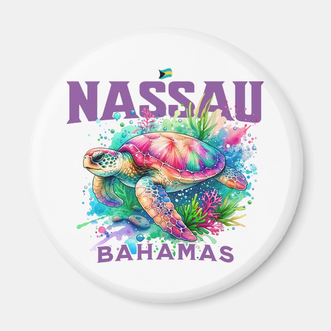 Bahamas Souvenir Gift : Nassau Bahamas Sea Turtle Magnet (Front)