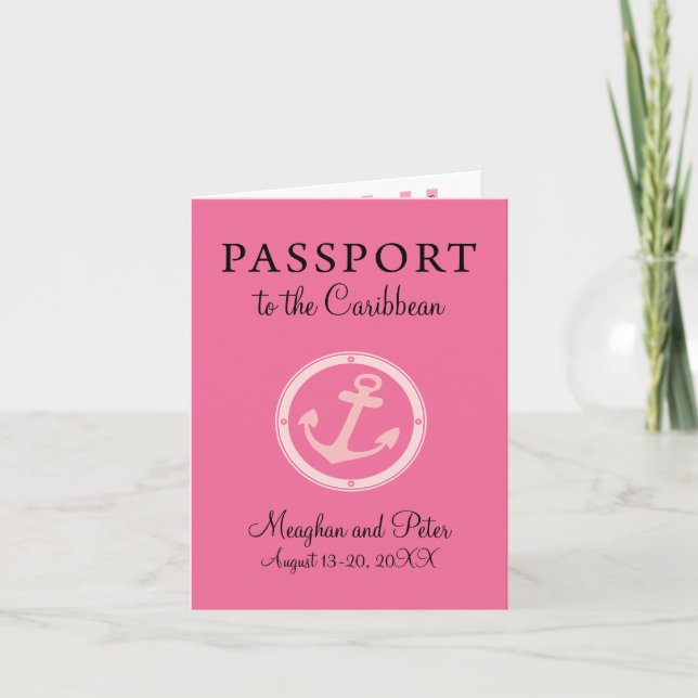 Bahamas St Thomas St Kitts Cruise Passport Wedding Invitation (Front)