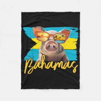 Bahamas Swimming Pig Caribbean Beach Trips Summer  Fleece Blanket