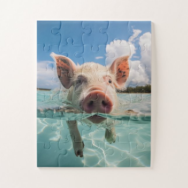 Bahamas Swimming Pig Jigsaw Puzzle (Vertical)