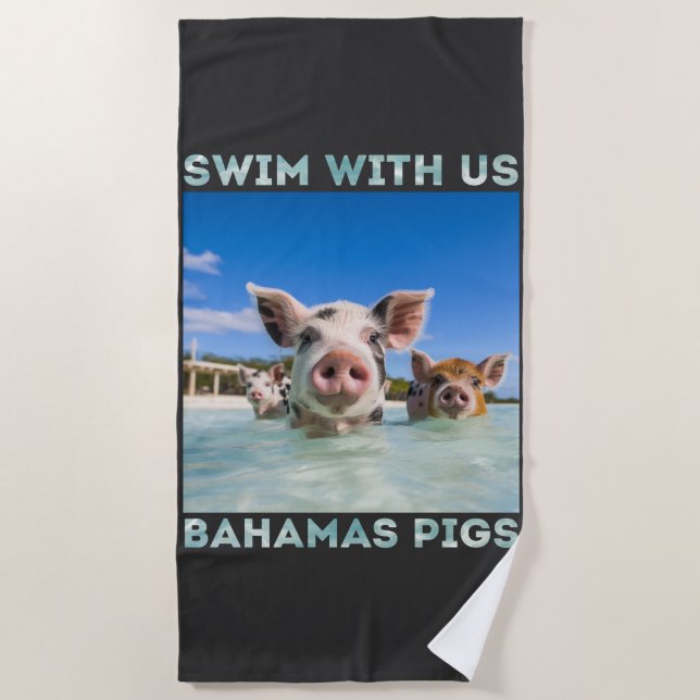 Bahamas Swimming Pigs Exuma Beach Towel (Front)