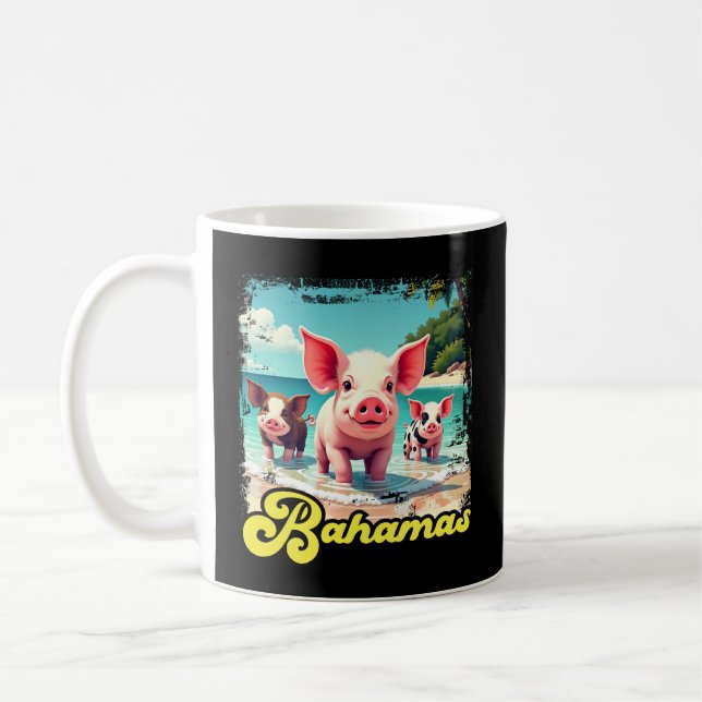 Bahamas Swimming Pigs - Exuma Pig Beach Adventure Coffee Mug (Left)