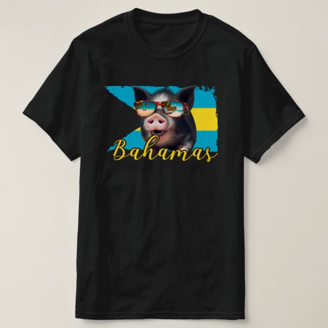 Bahamas Swimming Pigs - Exuma Pig Beach Adventure T-Shirt (Design Front)