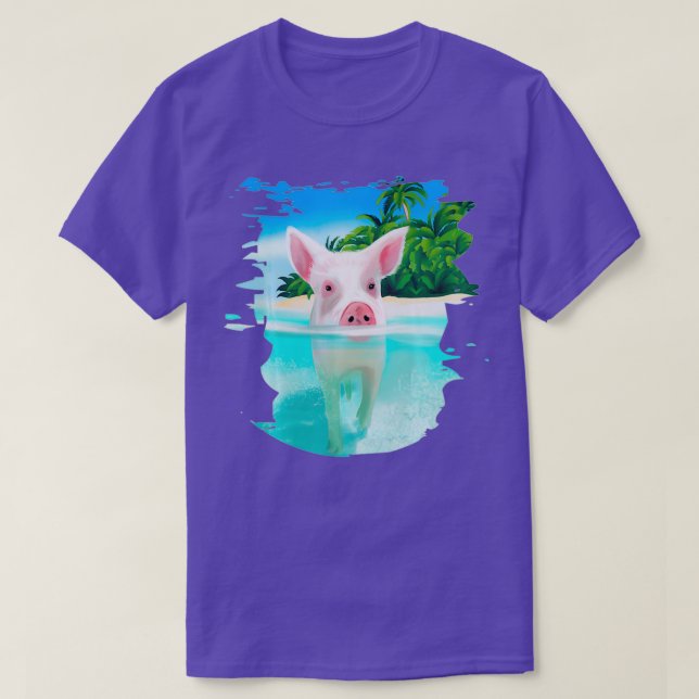 Bahamas Swimming Pigs Pig Swim Beach Holidays T-Shirt (Design Front)