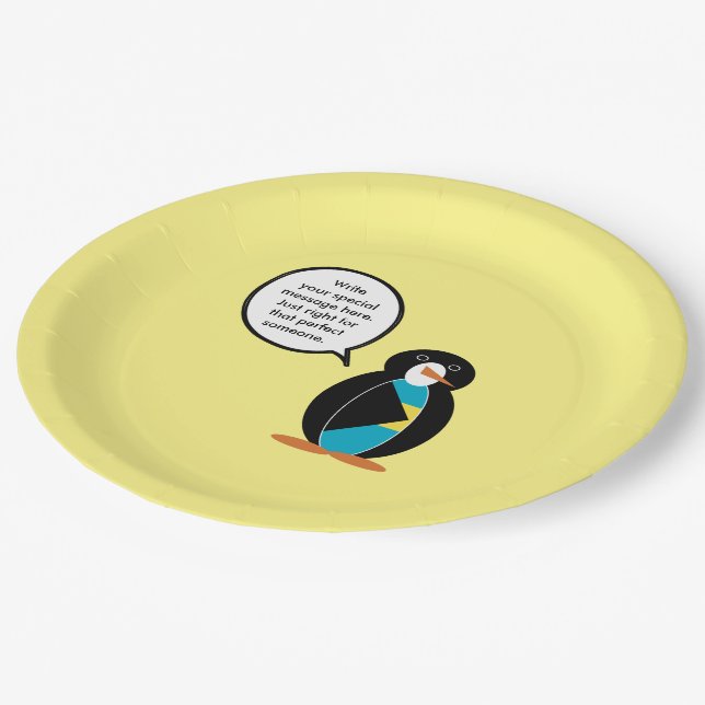 Bahamas Talking Ms Penguin  Paper Plate (Angled)