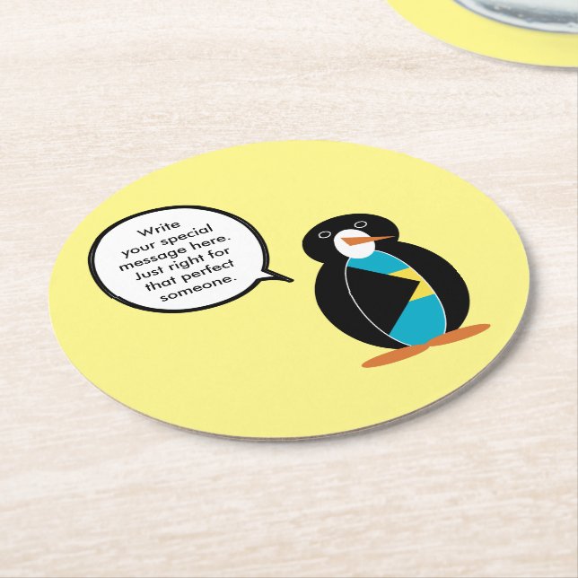 Bahamas Talking Ms Penguin  Round Paper Coaster (Angled)