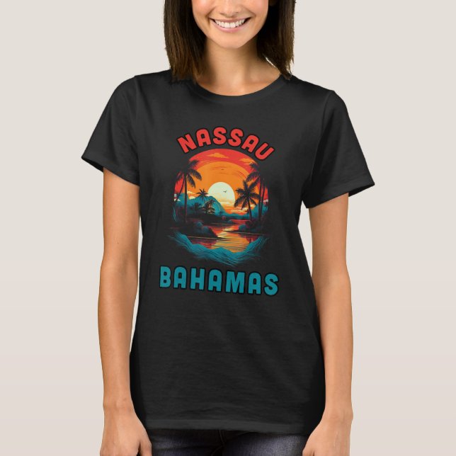 Bahamas Tropical Sunset beach Souvenir Vacation T-Shirt (Front)