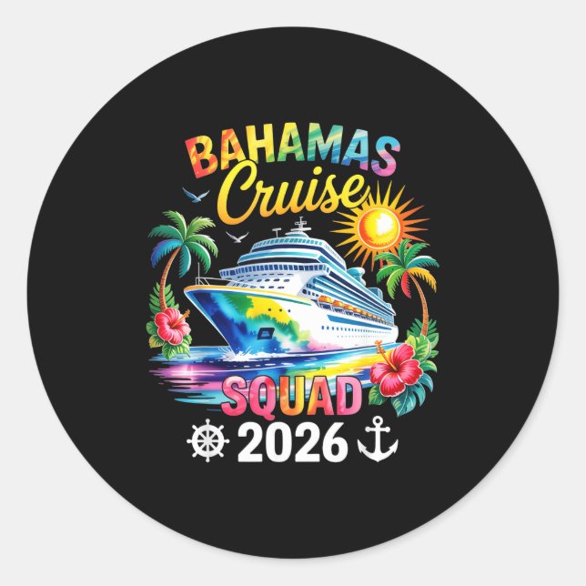 Bahamas Vacation 2026 Squad Family Friends Matchin Classic Round Sticker (Front)
