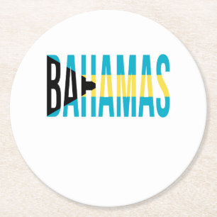 Bahamas Vacation Island Flag Round Paper Coaster