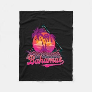 Bahamas vacation retro 80s beach souvenir fleece blanket