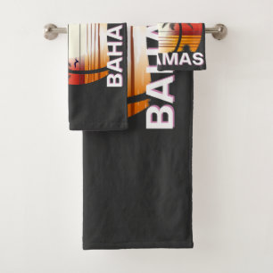 Bahamas Vintage Palm Trees Summer Beach Bath Towel Set