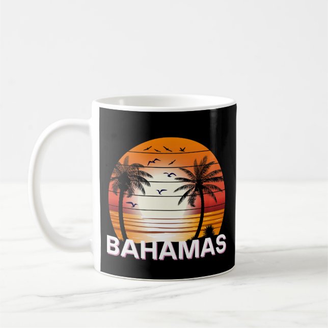 Bahamas Vintage Palm Trees Summer Beach Coffee Mug (Left)