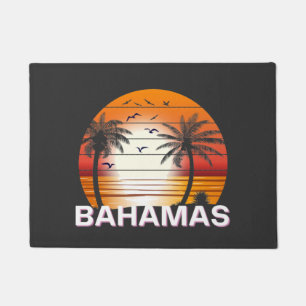Bahamas Vintage Palm Trees Summer Beach Doormat