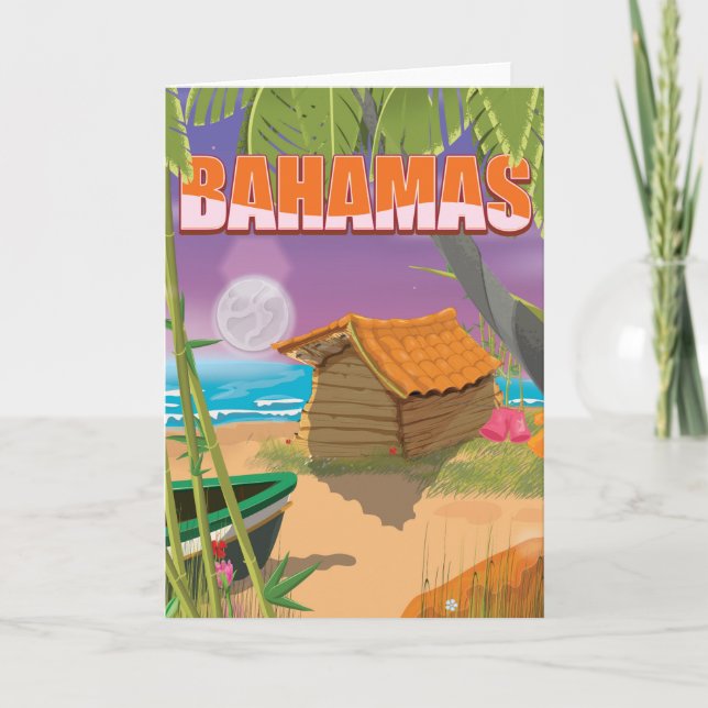 Bahamas vintage travel poster holiday card (Front)