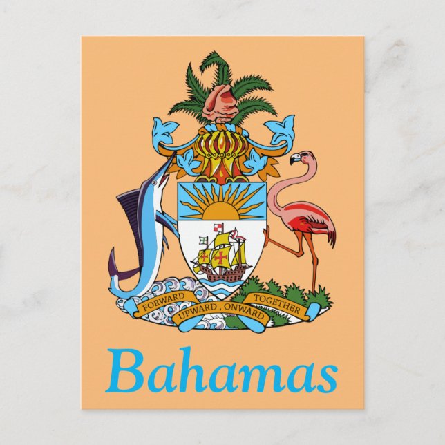 Bahamas with Coat of Arms (Caribbean Paradise) Postcard (Front)